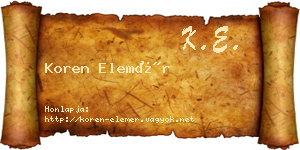 Koren Elemér névjegykártya